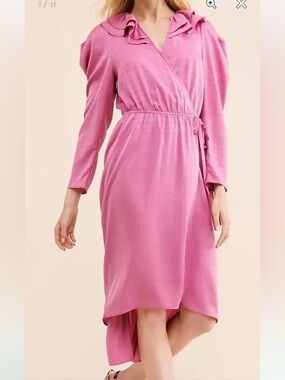 Anthropologie Current Air Pink Wrap Dress